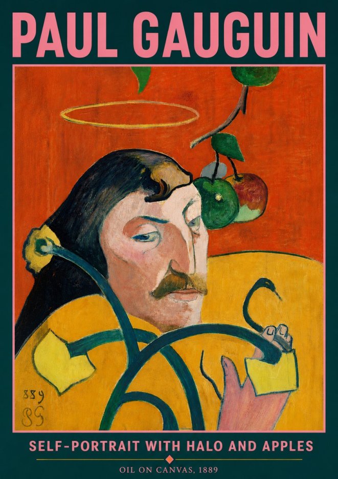 Paul Gauguin Self-portrait with Halo and Apples No5 - Plakat
