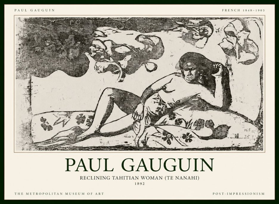 Paul Gauguin Reclining Tahitian Woman (Te Nanahi) No1 - Plakat