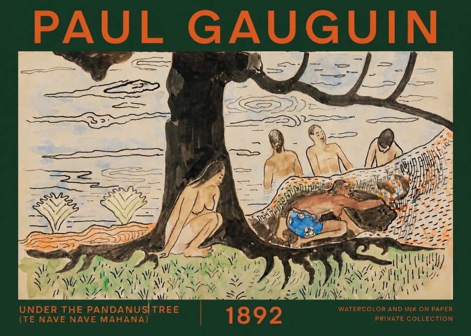 Paul Gauguin Under the Pandanus Tree (Te Nave Nave Mahana) No2 - Plakat