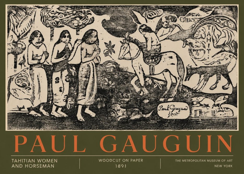 Paul Gauguin Tahitian Women and Horseman No5 - Plakat