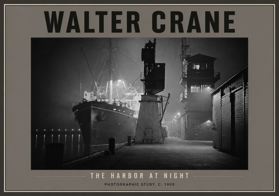 Walter Crane The Harbor at Night No4 - Plakat