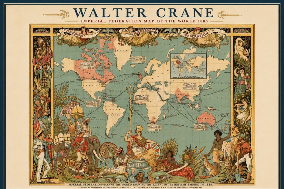 Walter Crane Imperial Federation Map of the World 1886 No2 - Plakat
