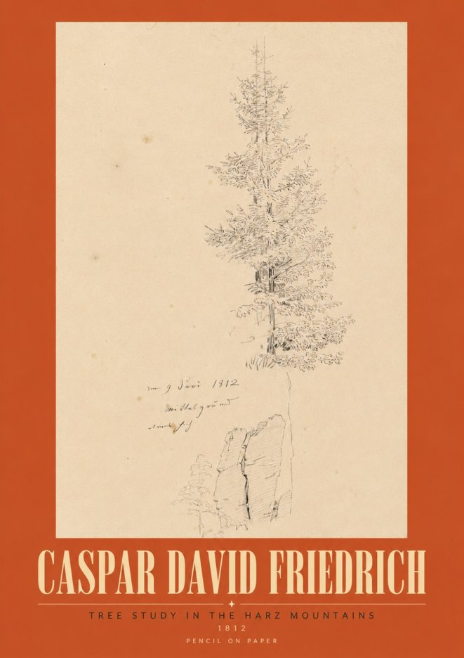 Caspar David Friedrich Tree Study in the Harz Mountains No3 - Plakat