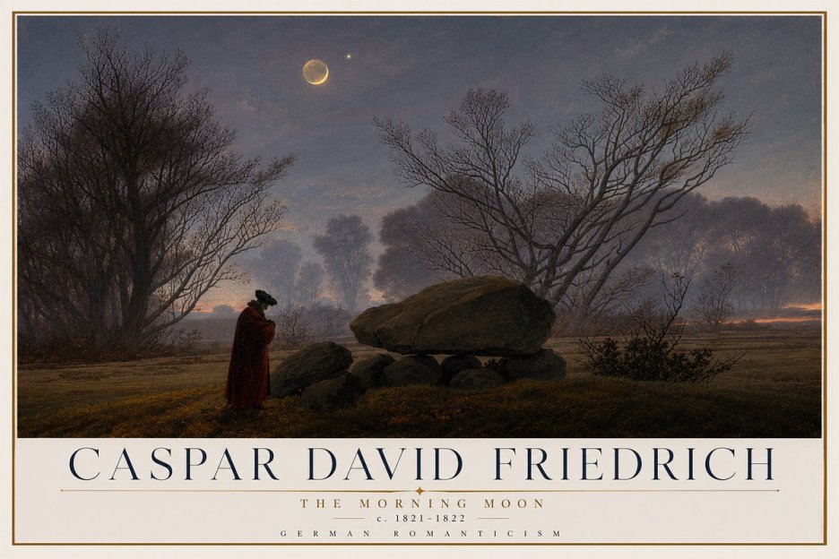 Caspar David Friedrich The Morning Moon No2 - Plakat