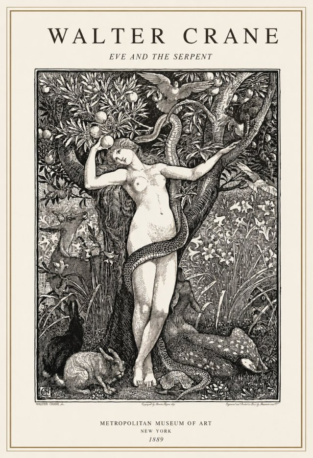 Walter Crane Eve and the Serpent No1 - Plakat