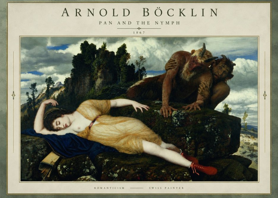 Arnold Böcklin Pan and the Nymph No3 - Plakat