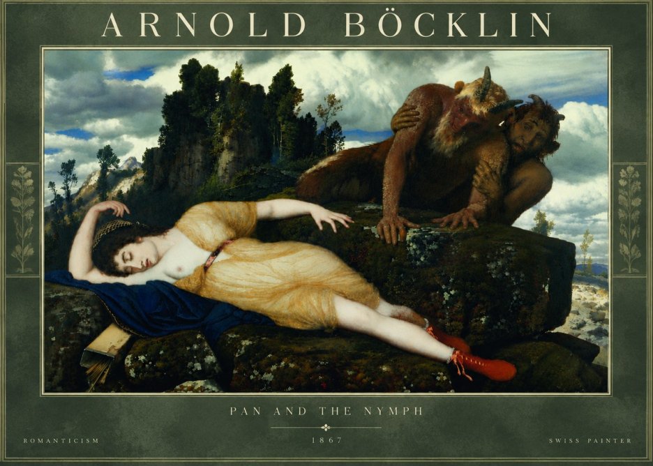Arnold Böcklin Pan and the Nymph No6 - Plakat