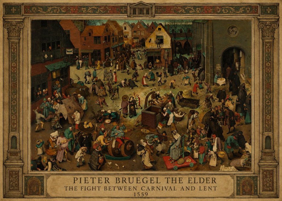 Pieter Bruegel The Fight Between Carnival and Lent II No1 - Plakat