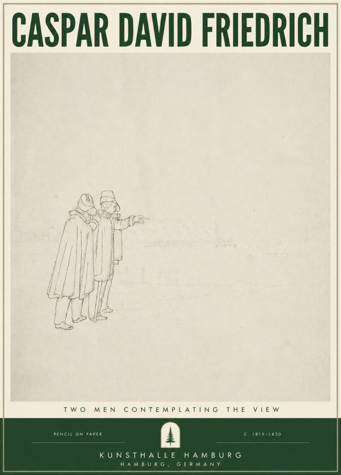 Caspar David Friedrich Two Men Contemplating the View No3 - Plakat
