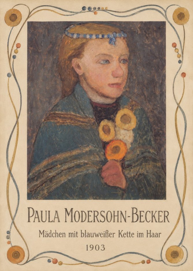 Paula Modersohn-Becker Mädchen Mit Blauweißer Kette Im Haar No5 - Plakat