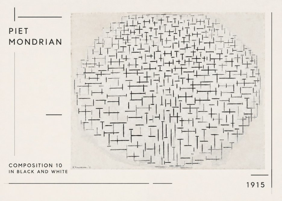 Piet Mondrian Composition 10 in Black and White No1 - Plakat
