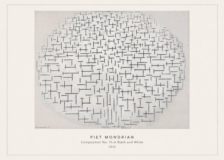Piet Mondrian Composition 10 in Black and White No4 - Plakat