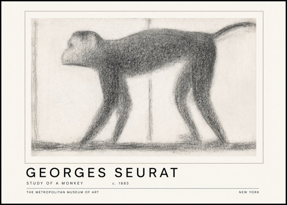 Seurat Study of a Monkey No6 - Plakat
