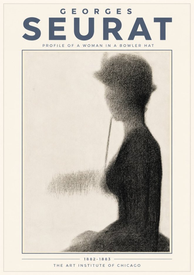 Seurat Profile of a Woman in a Bowler Hat No4 - Plakat