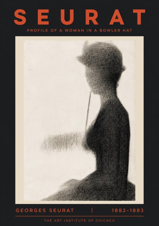 Seurat Profile of a Woman in a Bowler Hat No5 - Plakat