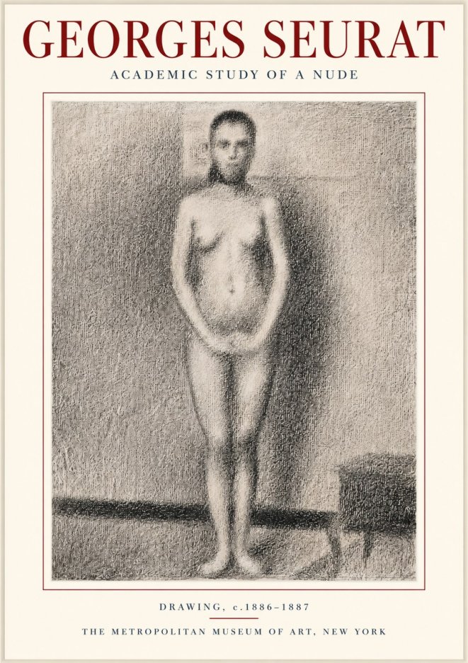Seurat Academic Study of a Nude No3 - Plakat