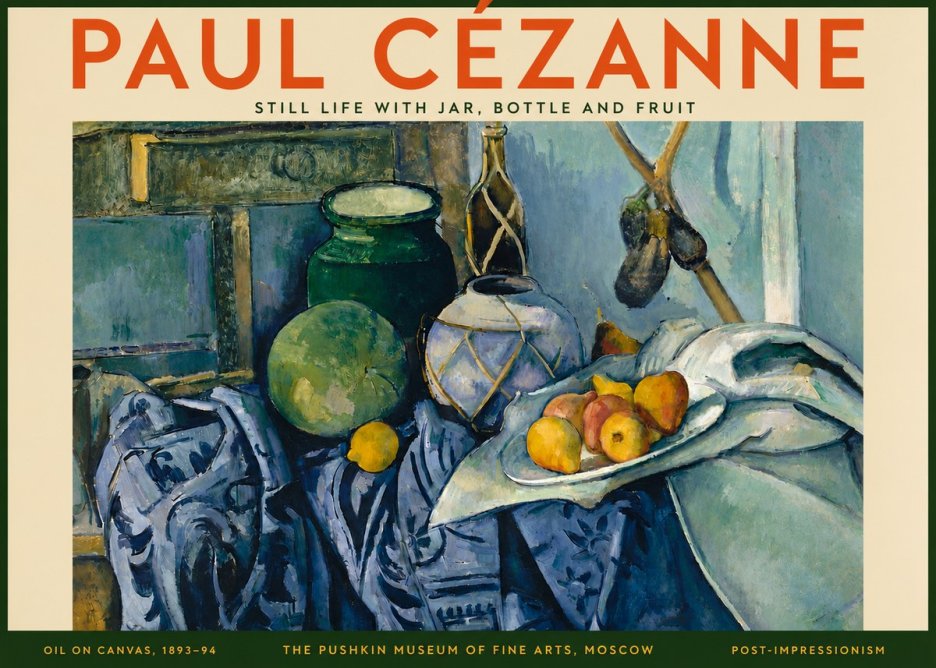 Paul Cézanne Still Life with Jar, Bottle and Fruit No5 - Plakat