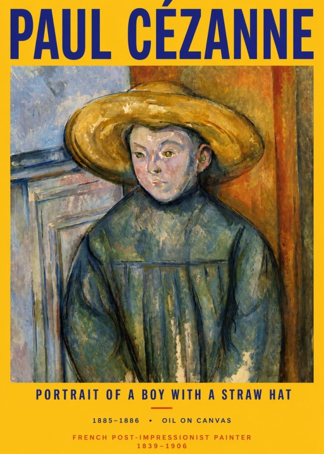 Paul Cézanne Portrait of a Boy with a Straw Hat No2 - Plakat