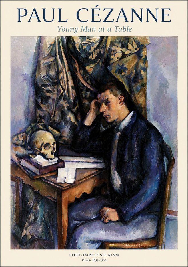 Paul Cézanne Young Man at a Table No1 - Plakat