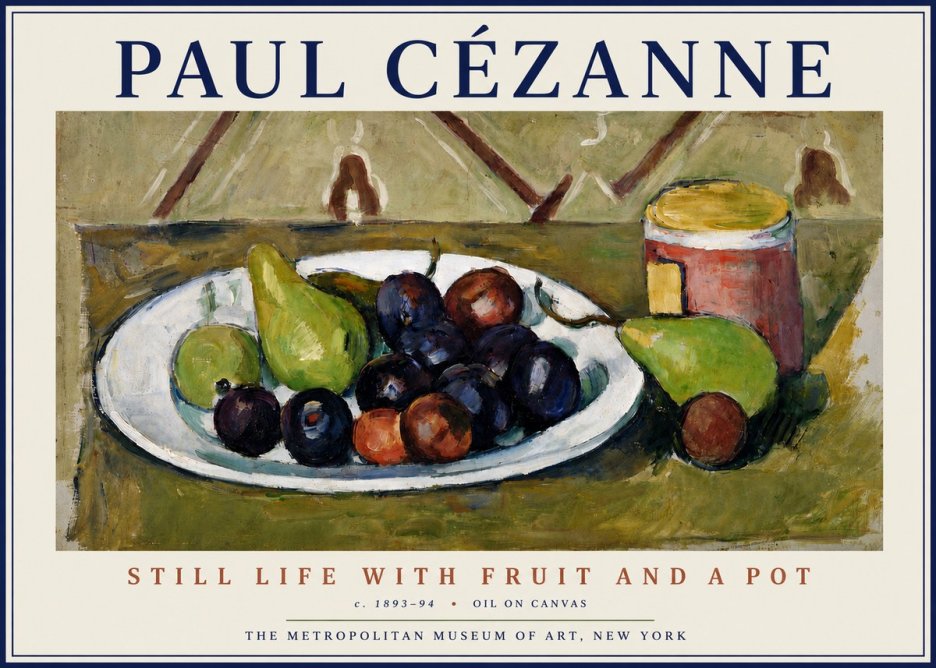 Paul Cézanne Still Life with Fruit and a Pot No5 - Plakat