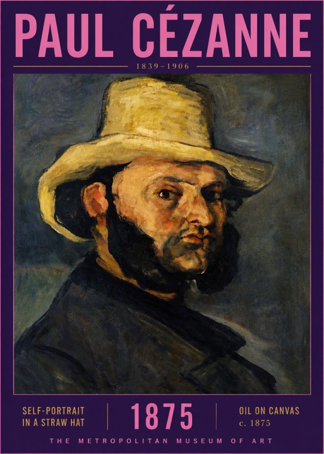 Paul Cézanne Self-portrait in a Straw Hat No5 - Plakat