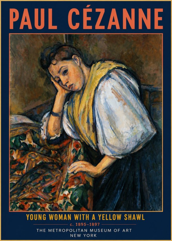 Paul Cézanne Young Woman with a Yellow Shawl No4 - Plakat