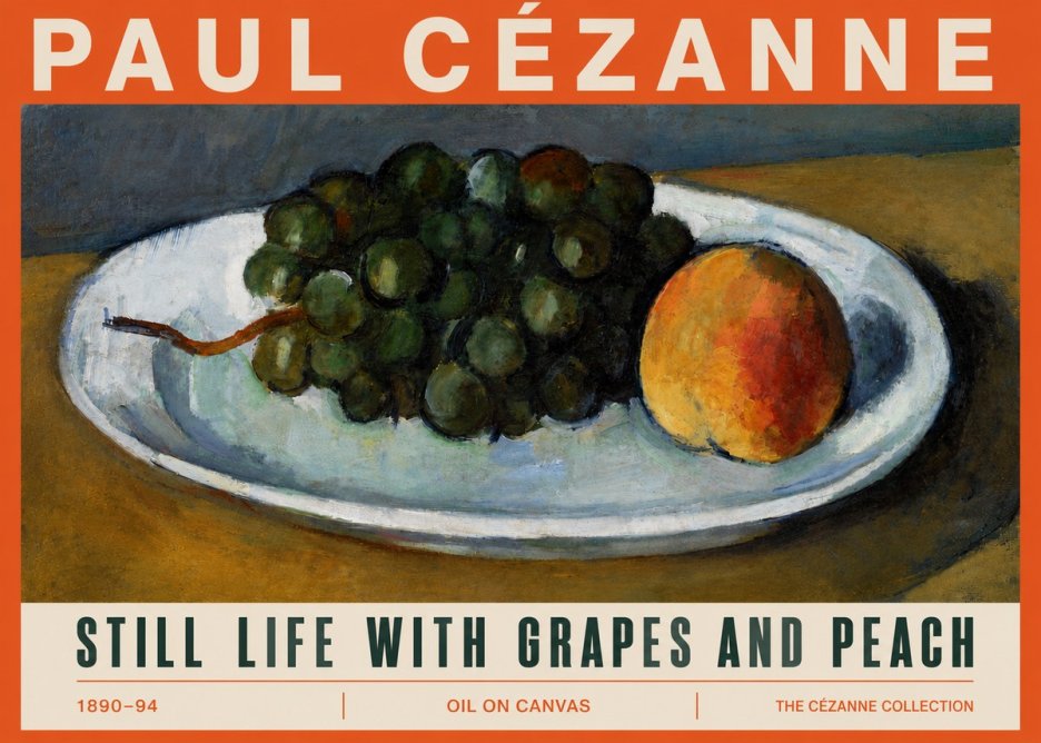 Paul Cézanne Still Life with Grapes and Peach No5 - Plakat