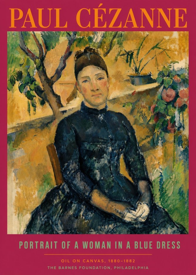 Paul Cézanne Portrait of a Woman in a Blue Dress No5 - Plakat