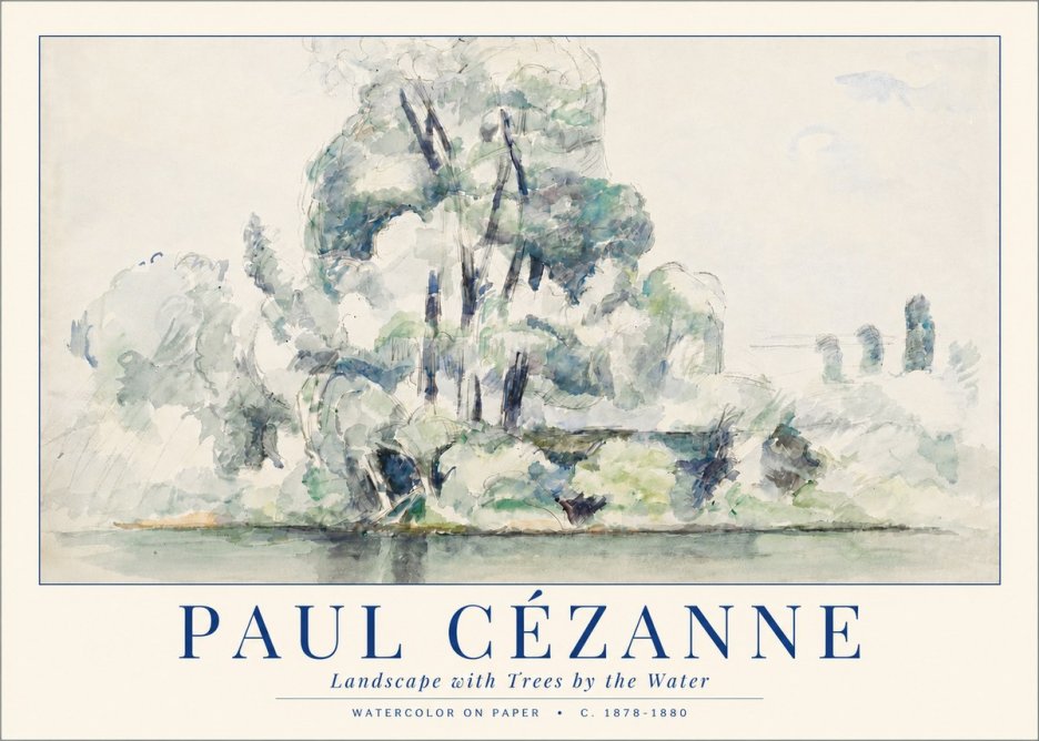 Paul Cézanne Landscape with Trees by the Water No3 - Plakat