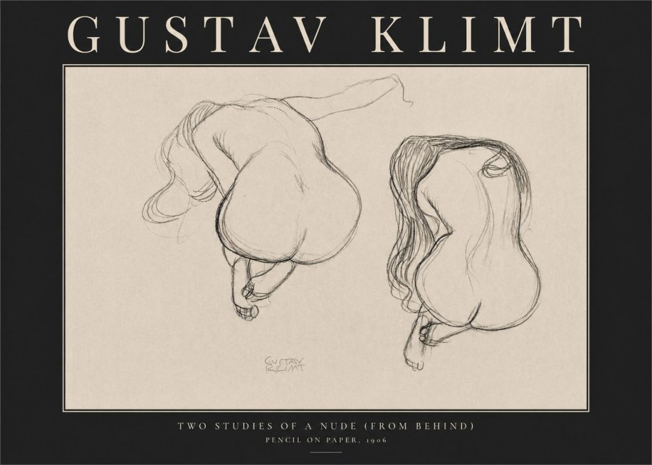 Klimt Two Studies of a Nude (from Behind) No3 - Plakat