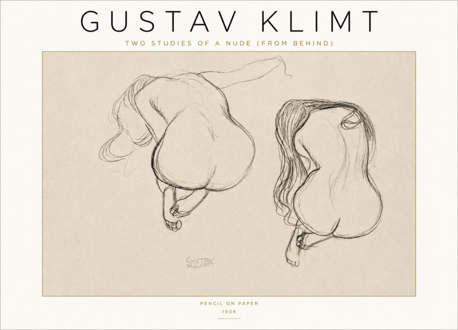Klimt Two Studies of a Nude (from Behind) No4 - Plakat