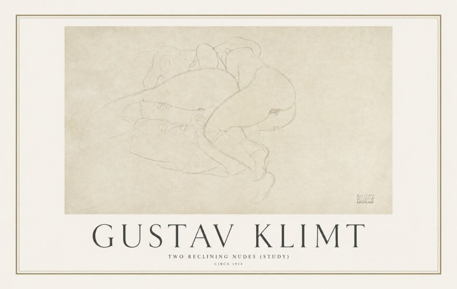 Klimt Two Reclining Nudes (Study) No1 - Plakat