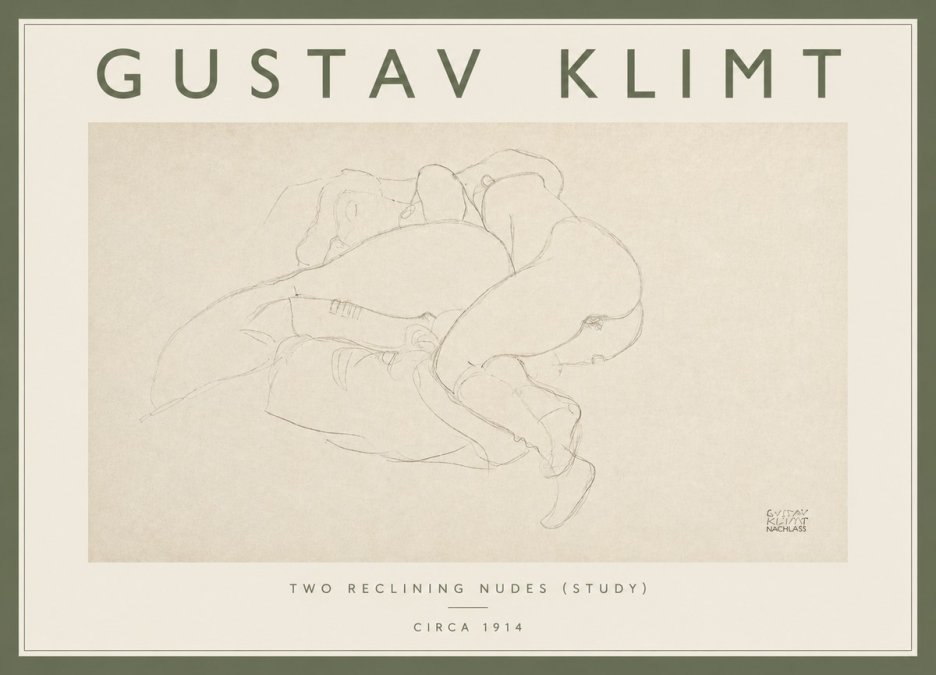 Klimt Two Reclining Nudes (Study) No4 - Plakat