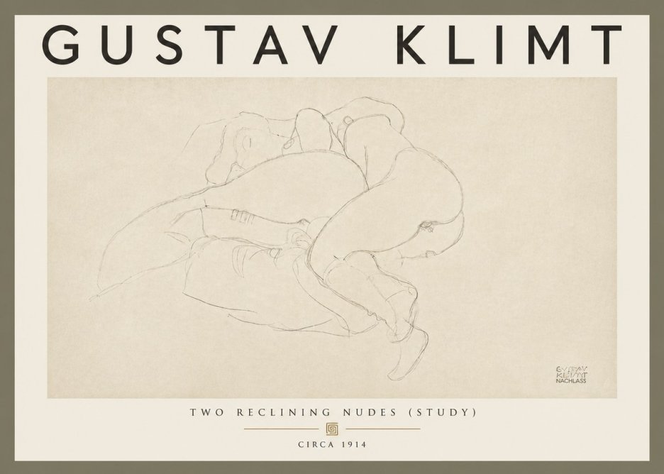 Klimt Two Reclining Nudes (Study) No5 - Plakat
