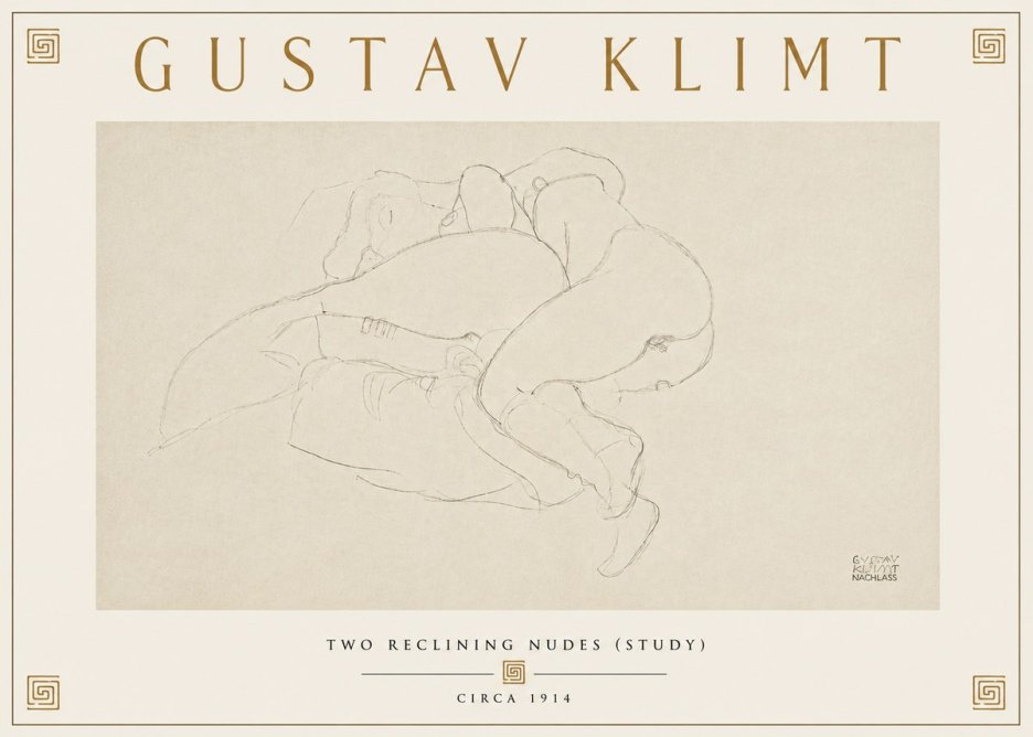 Klimt Two Reclining Nudes (Study) No6 - Plakat