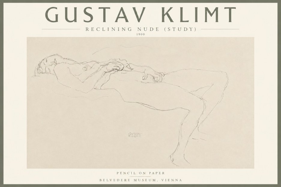 Klimt Reclining Nude (Study) No4 - Plakat