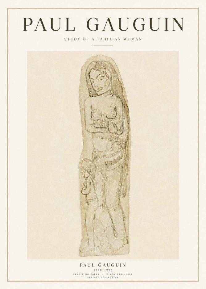 Paul Gauguin Study of a Tahitian Woman II No1 - Plakat