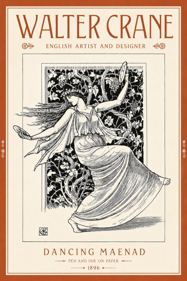 Walter Crane Dancing Maenad No5 - Plakat