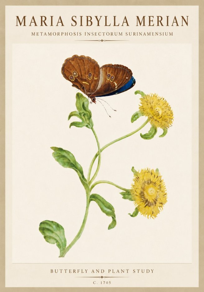Maria Sibylla Merian Butterfly and Plant Study No6 - Plakat