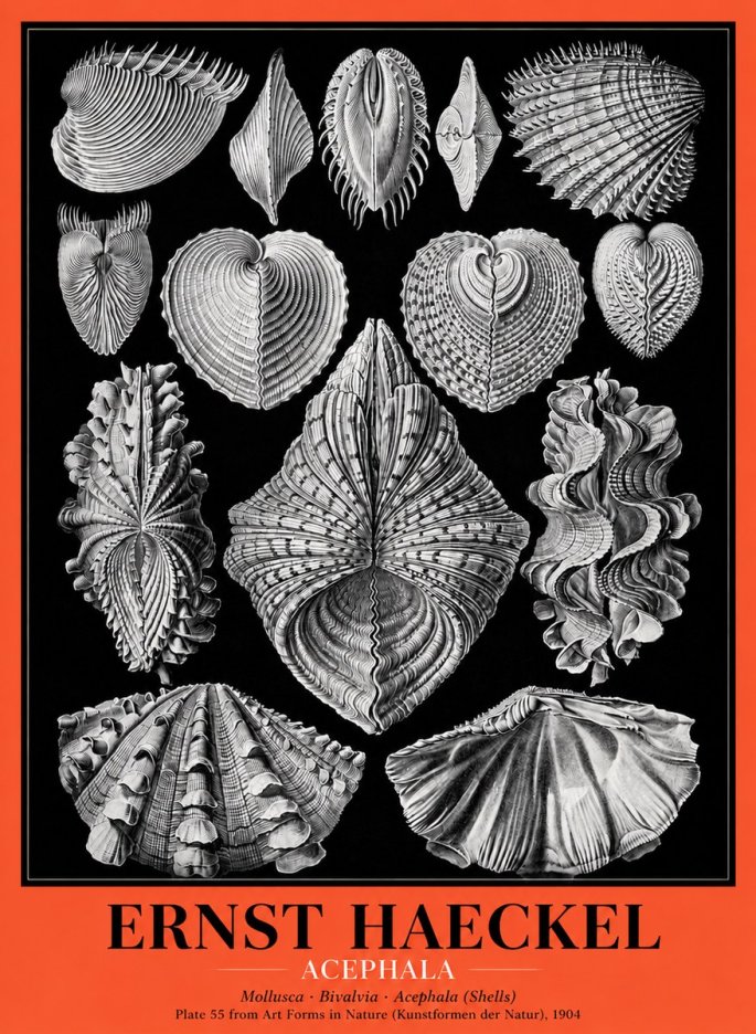 Ernst Haeckel Acephala — Brachiopods Plate 55 — Cytherea. No5 - Plakat
