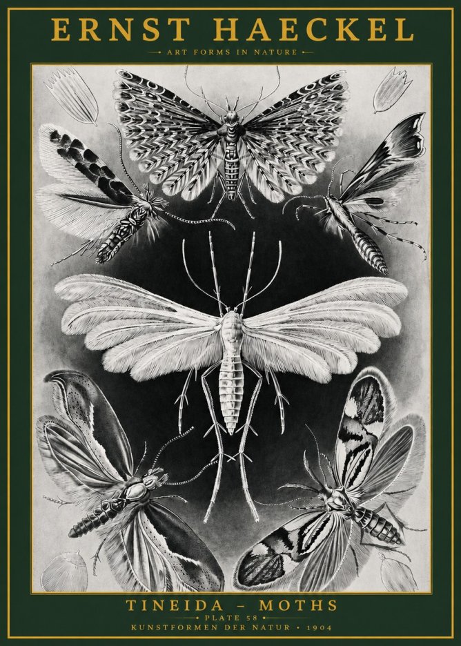 Ernst Haeckel Tineida - Moths No2 - Plakat