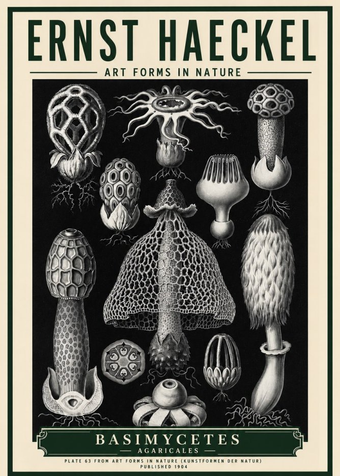 Ernst Haeckel Basimycetes Agaricales No5 - Plakat