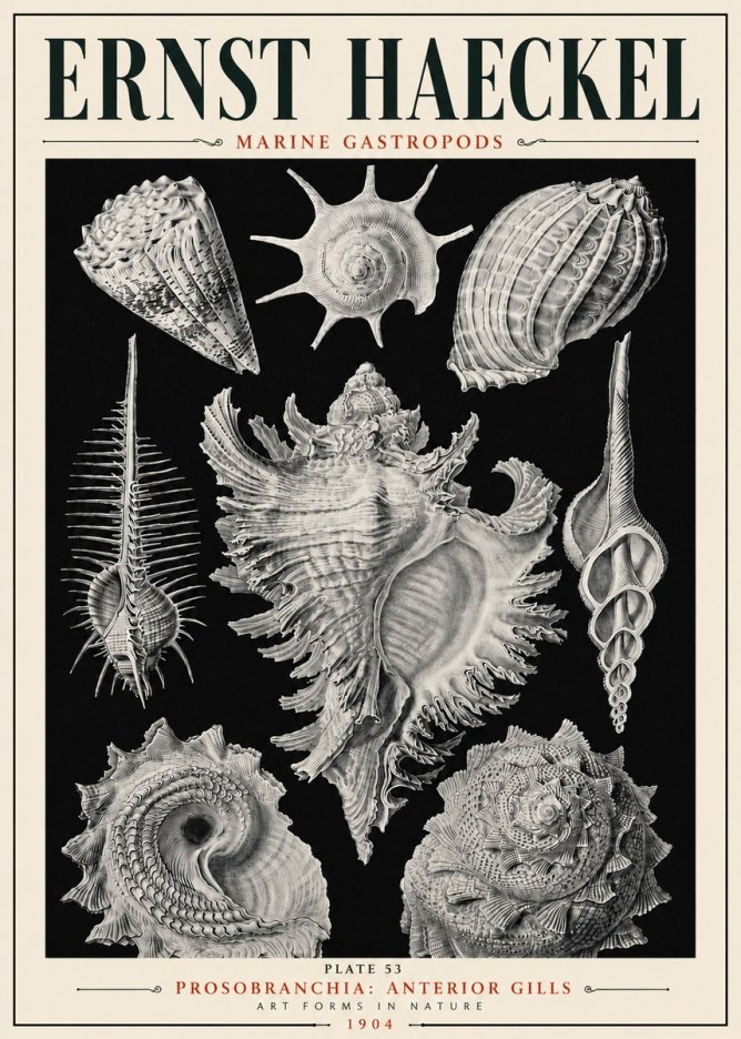 Ernst Haeckel Prosobranchia - Marine Gastropods No6 - Plakat