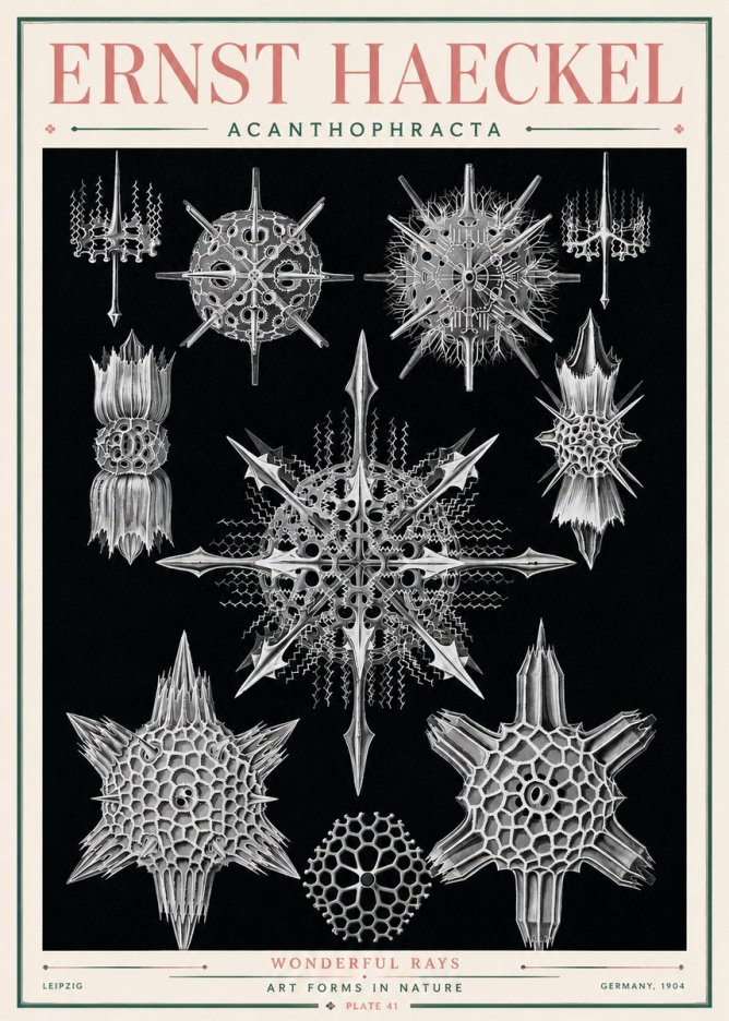 Ernst Haeckel Acanthophracta - Wonderful Rays No3 - Plakat