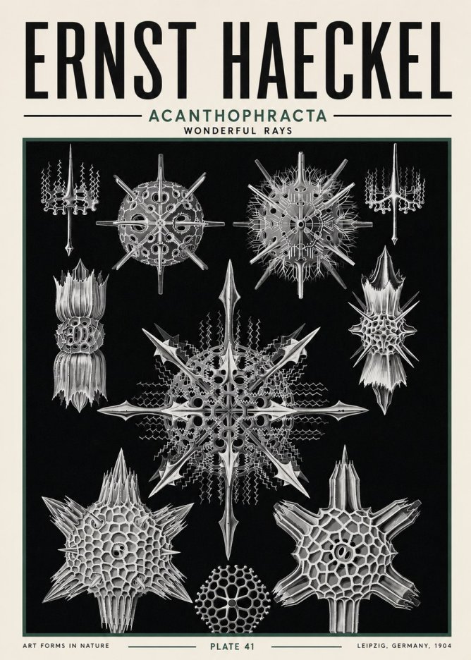 Ernst Haeckel Acanthophracta - Wonderful Rays No5 - Plakat