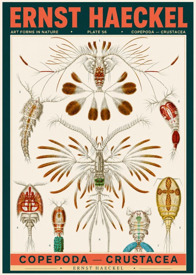 Ernst Haeckel Copepoda — Crustacea Plate 56 No2 - Plakat