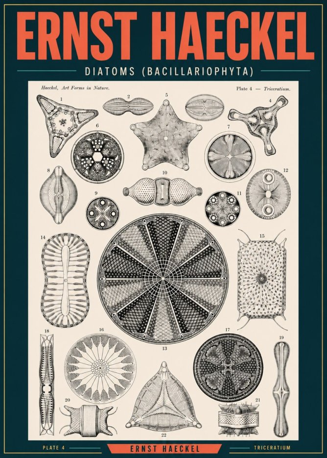 Ernst Haeckel Diatoms (Bacillariophyta) Plate 4 – Triceratium No2 - Plakat