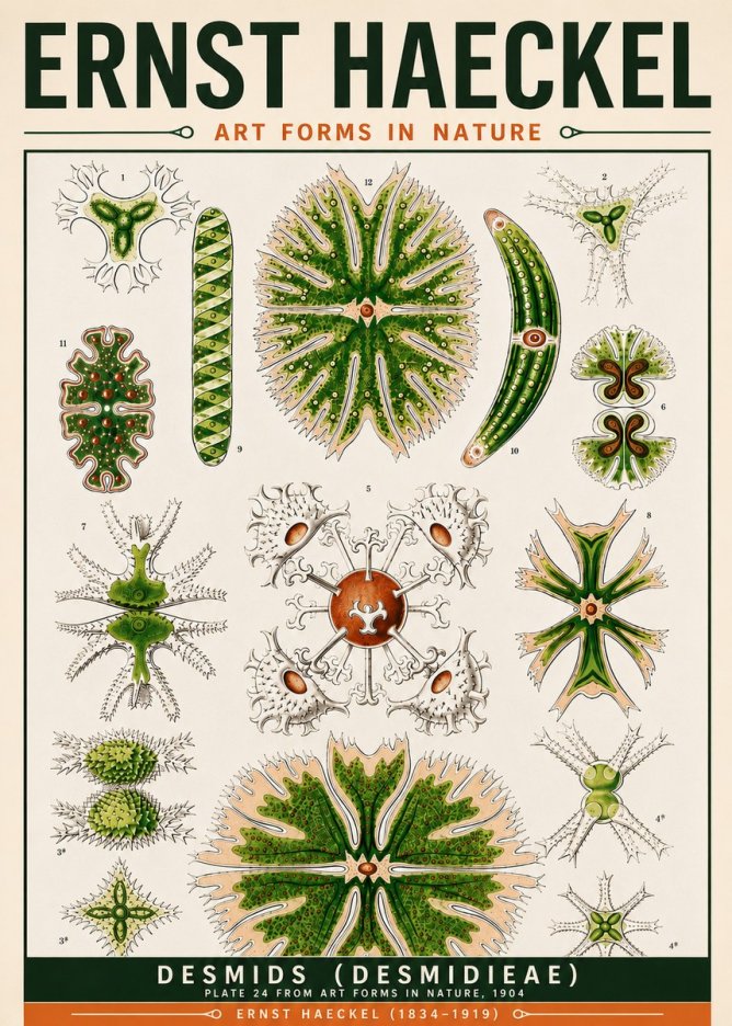 Ernst Haeckel Desmids (Desmidieae) No6 - Plakat