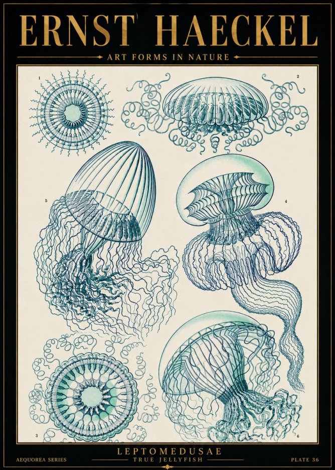 Ernst Haeckel Leptomedusae True Jellyfish No5 - Plakat
