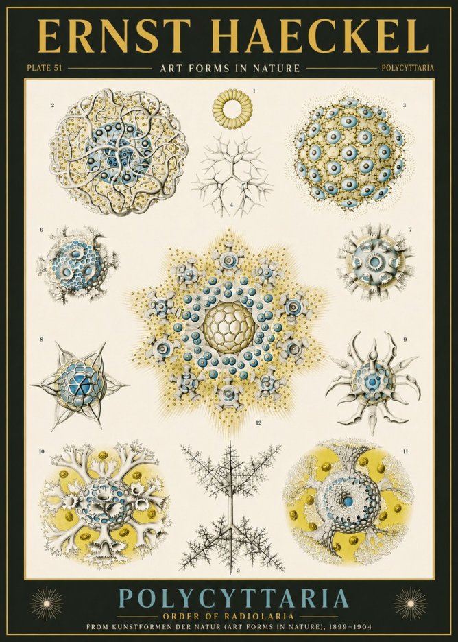 Ernst Haeckel Polycyttaria – Order of Radiolaria No6 - Plakat